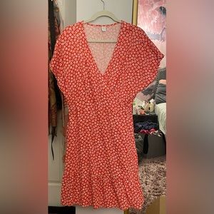 A-line wrap dress with tiny floral pattern